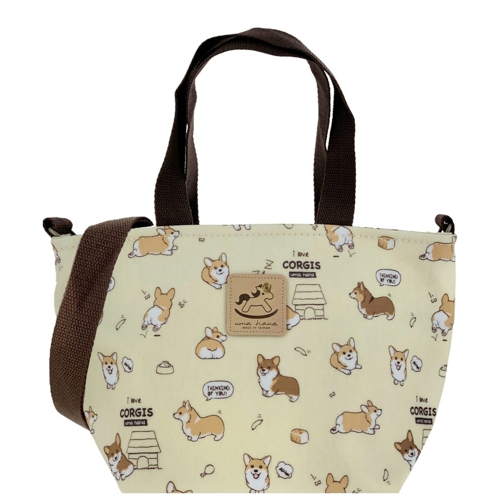 Waterproof Corgi Crossbody Convertible Handbag Mini Travel Tote W/ Strap